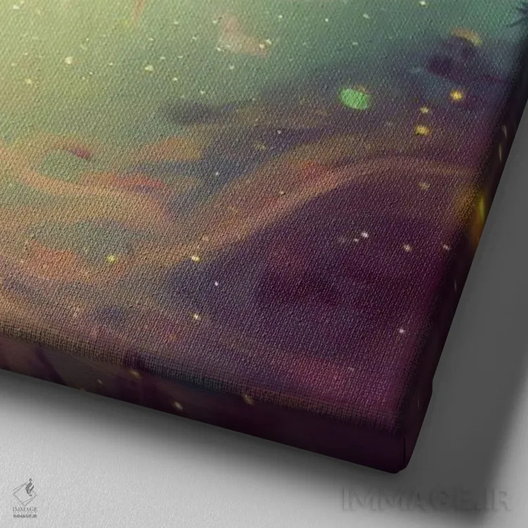 تابلو پرندهٔ آتشین (ققنوس) اثر آندریا هرنیاک - نمای نزدیک بافت بوم