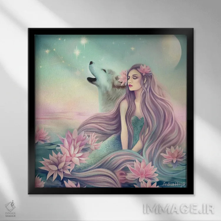 تابلو پری دریایی (سیرن) اثر آندریا هرنیاک - نمای قابدار مشکی