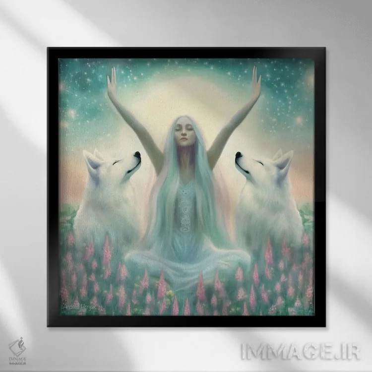 تابلو زن دانا اثر آندریا هرنیاک - نمای قابدار مشکی