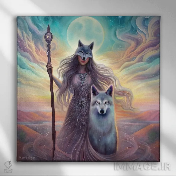 تابلو جادوگر بیابان اثر آندریا هرنیاک - نمای روبهرو روی دیوار