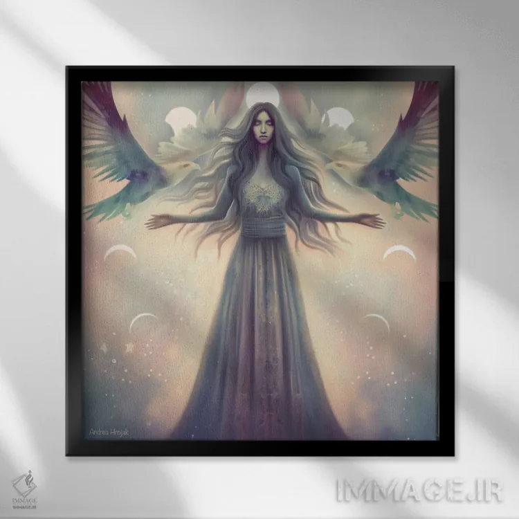 تابلو پرواز با شکوه عقابها اثر آندریا هرنیاک - نمای قابدار مشکی
