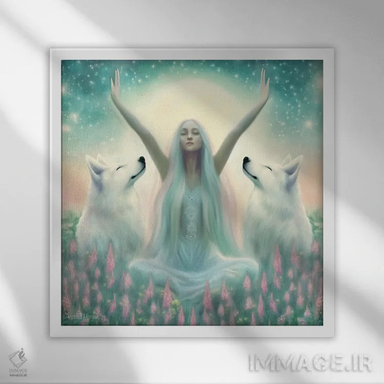 تابلو زن دانا اثر آندریا هرنیاک - نمای قابدار سفید