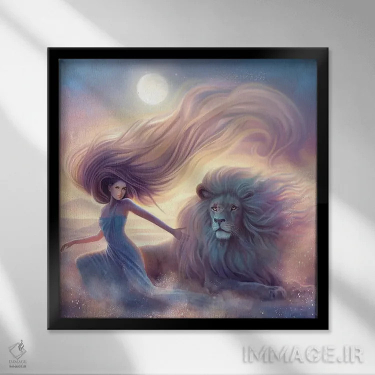 تابلو مانند یک شیر اثر آندریا هرنیاک - نمای قابدار مشکی