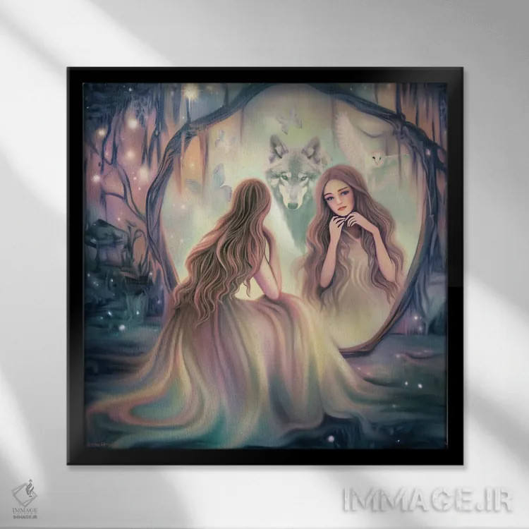 تابلو ارواح جنگل جادویی اثر آندریا هرنیاک - نمای قابدار مشکی