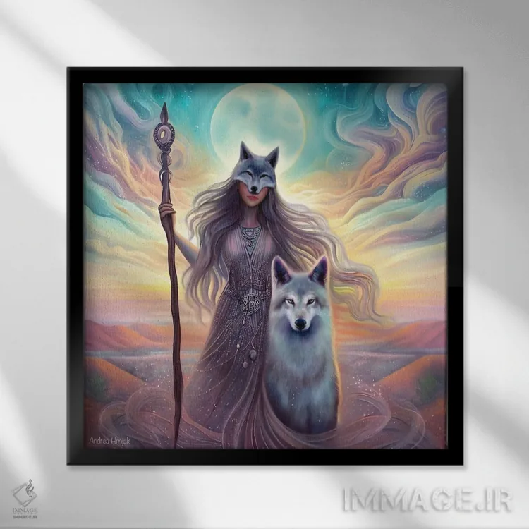 تابلو جادوگر بیابان اثر آندریا هرنیاک - نمای قابدار مشکی