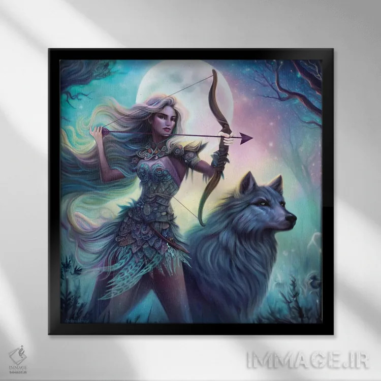 تابلو جنگجو جنگل اثر آندریا هرنیاک - نمای قابدار مشکی