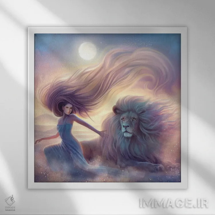 تابلو مانند یک شیر اثر آندریا هرنیاک - نمای قابدار سفید