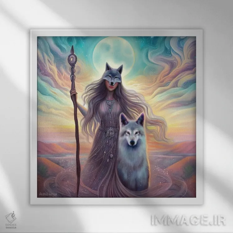 تابلو جادوگر بیابان اثر آندریا هرنیاک - نمای قابدار سفید