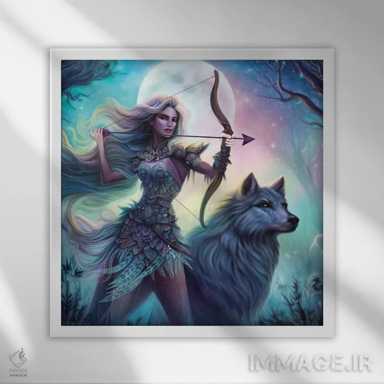 تابلو جنگجو جنگل اثر آندریا هرنیاک - نمای قابدار سفید