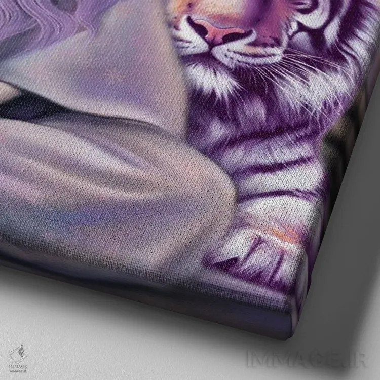 تابلو سفر ببر اثر آندریا هرنیاک - نمای نزدیک بافت بوم