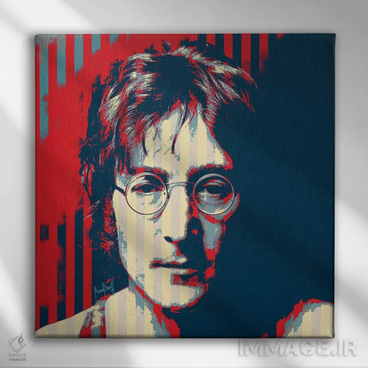 تابلو جان لنون اثر احمد شریف - نمای روبهرو روی دیوار