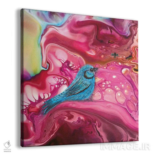 تابلو پرنده آبی در میان سرخابیها اثر آن هاچینسون - نمای پرسپکتیو محصول