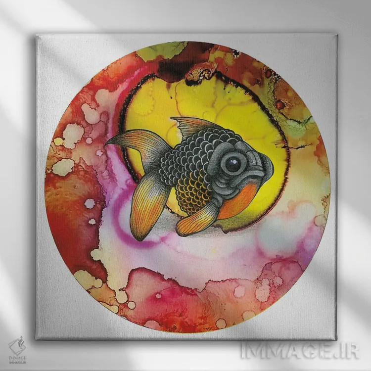 تابلو ماهی مور سیاه کوچک اثر آن هاچینسون - نمای روبهرو روی دیوار