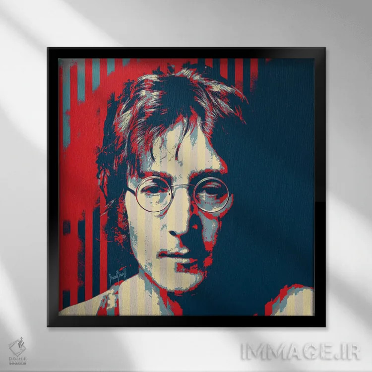 تابلو جان لنون اثر احمد شریف - نمای قابدار مشکی