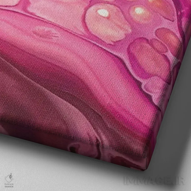 تابلو پرنده آبی در میان سرخابیها اثر آن هاچینسون - نمای نزدیک بافت بوم