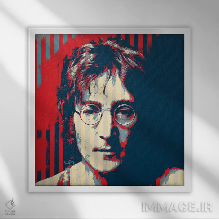 تابلو جان لنون اثر احمد شریف - نمای قابدار سفید