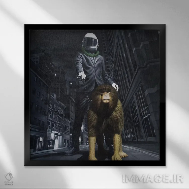 تابلو میمون دنیای جدید (گونه جانوری) اثر الک هاکسلی - نمای قابدار مشکی