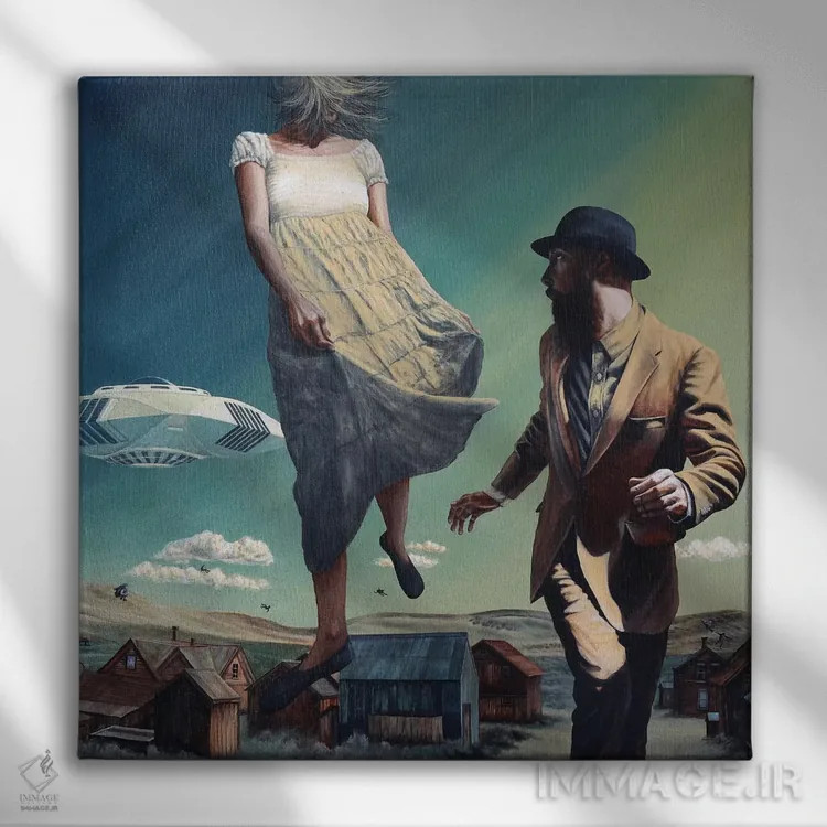 تابلو آمدن موج خاموش اثر الک هاکسلی - نمای روبهرو روی دیوار