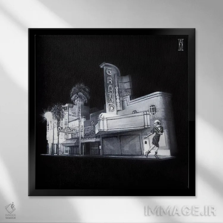 تابلو خانهٔ عکس (سینما یا نگارخانه) اثر الک هاکسلی - نمای قابدار مشکی