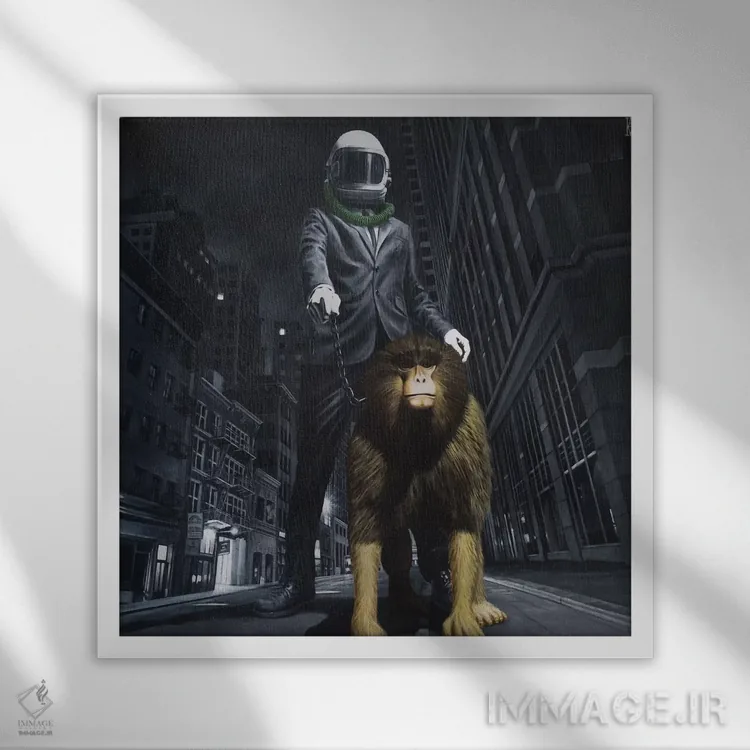 تابلو میمون دنیای جدید (گونه جانوری) اثر الک هاکسلی - نمای قابدار سفید