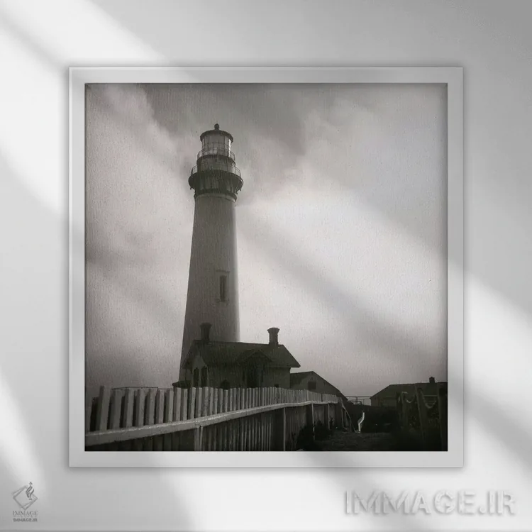 تابلو نقطهٔ کبوتر (احتمالاً مکان) اثر الک هاکسلی - نمای قابدار سفید