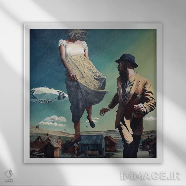 تابلو آمدن موج خاموش اثر الک هاکسلی - نمای قابدار سفید