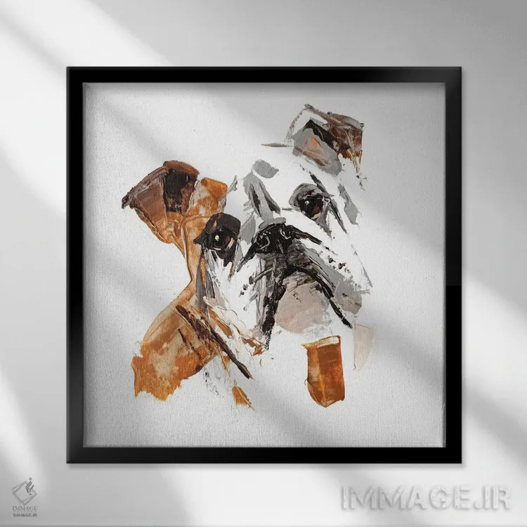 تابلو بولداگ انگلیسی ۲ اثر آنا چر - نمای قابدار مشکی