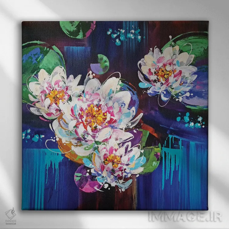 تابلو برکه نیلوفر اثر آنا چر - نمای روبهرو روی دیوار