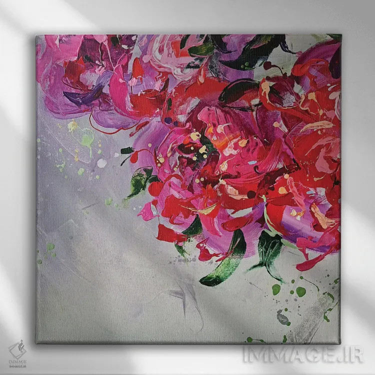 تابلو سهتکه گلدار اثر آنا چر - نمای روبهرو روی دیوار