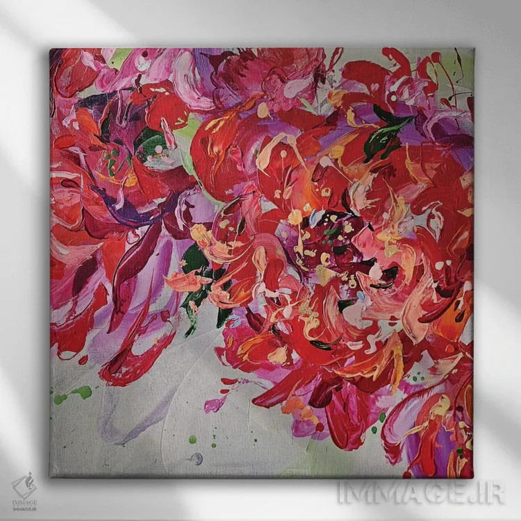 تابلو سهتکه گلدار ۲ اثر آنا چر - نمای روبهرو روی دیوار