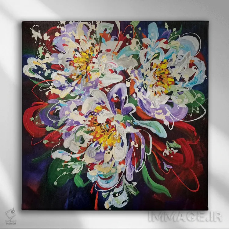 تابلو آتشبازی گلها اثر آنا چر - نمای روبهرو روی دیوار