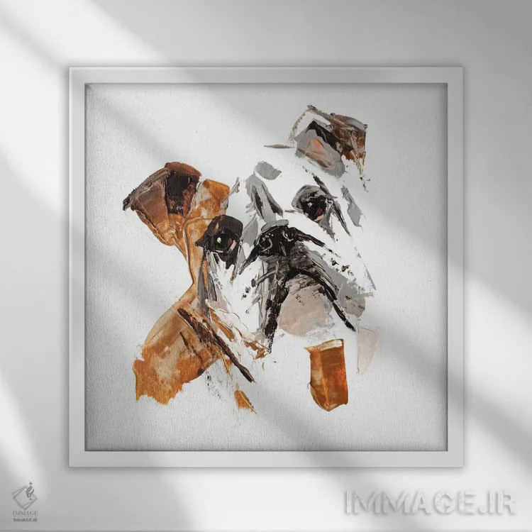 تابلو بولداگ انگلیسی ۲ اثر آنا چر - نمای قابدار سفید