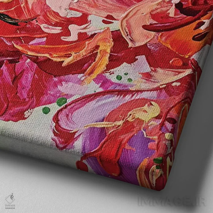 تابلو سهتکه گلدار ۲ اثر آنا چر - نمای نزدیک بافت بوم