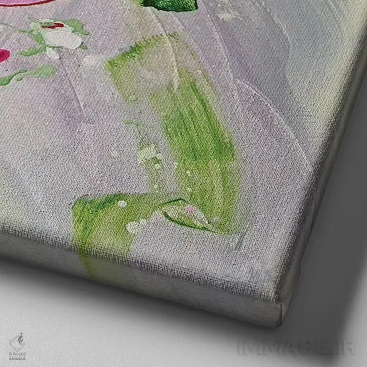 تابلو سهتکه گلدار ۳ اثر آنا چر - نمای نزدیک بافت بوم