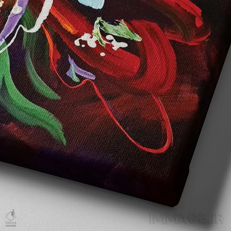 تابلو آتشبازی گلها اثر آنا چر - نمای نزدیک بافت بوم