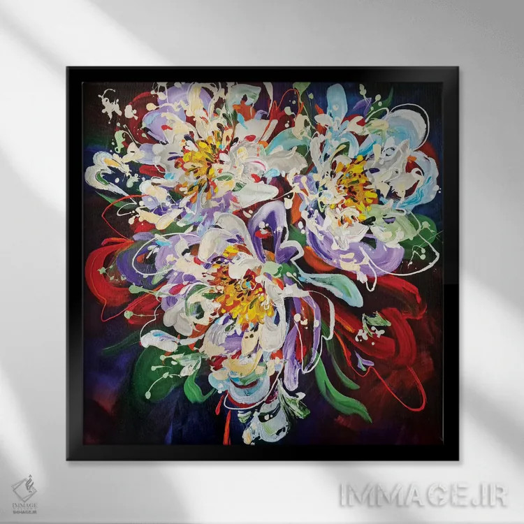 تابلو آتشبازی گلها اثر آنا چر - نمای قابدار مشکی