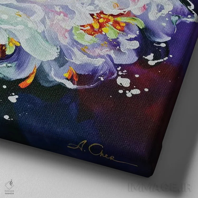 تابلو گلدار ۲ اثر آنا چر - نمای نزدیک بافت بوم