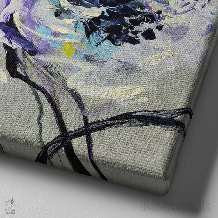 تابلو رویاهای غنچهای در گرگ و میش اثر آنا چر - نمای نزدیک بافت بوم