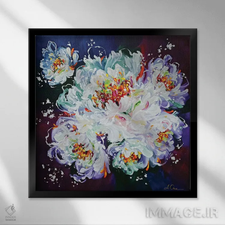 تابلو گلدار ۲ اثر آنا چر - نمای قابدار مشکی