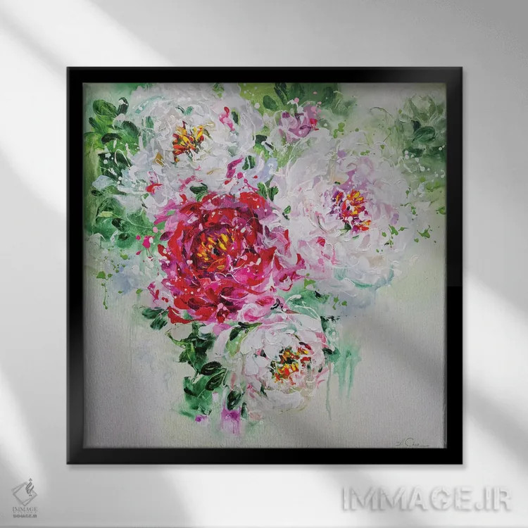 تابلو گلدار ۳ اثر آنا چر - نمای قابدار مشکی