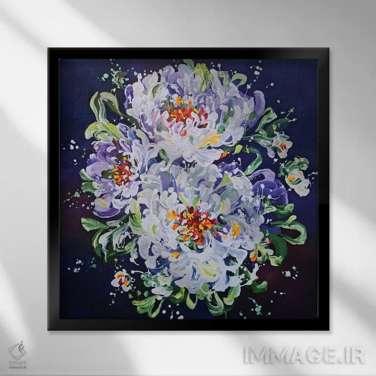 تابلو گلدار ۴ اثر آنا چر - نمای قابدار مشکی