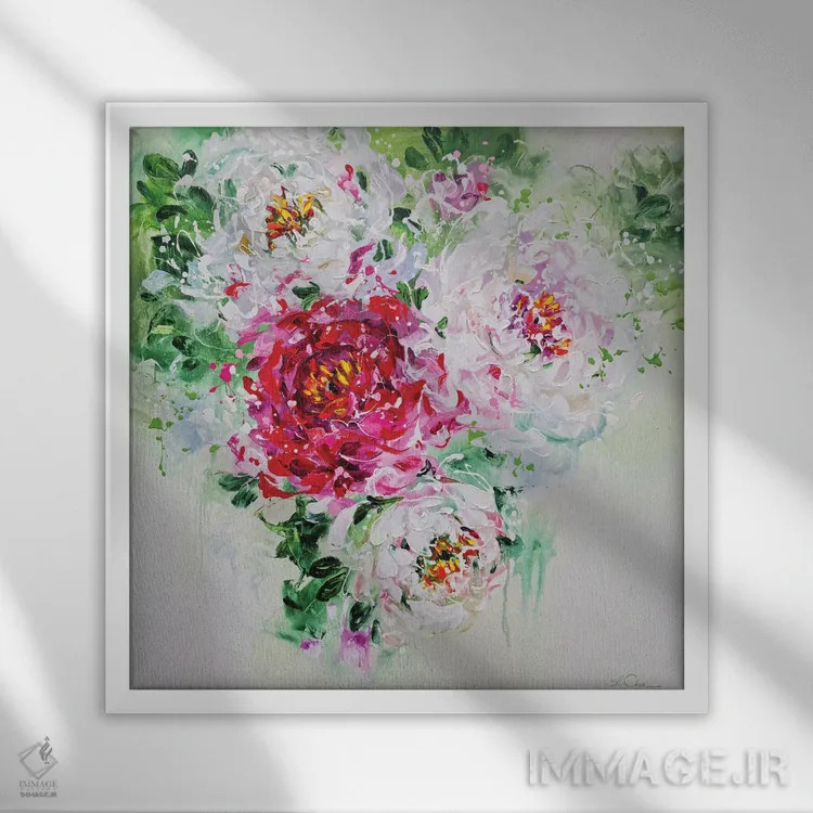 تابلو گلدار ۳ اثر آنا چر - نمای قابدار سفید