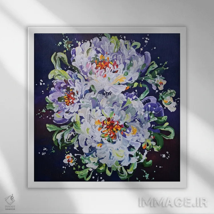 تابلو گلدار ۴ اثر آنا چر - نمای قابدار سفید