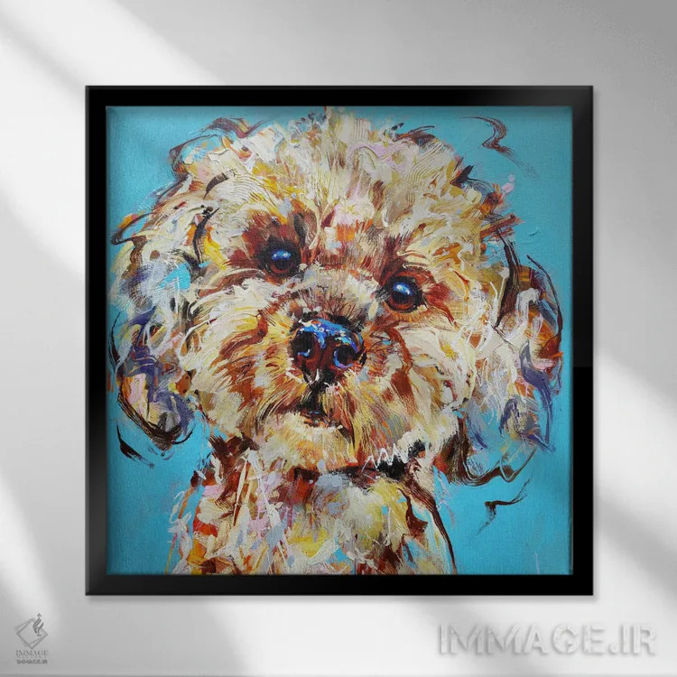 تابلو کاوودل (نژاد سگ دورگه) اثر آنا چر - نمای قابدار مشکی