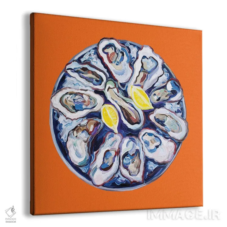 تابلو صدف روی بشقاب نارنجی اثر آلیس استراکر - نمای پرسپکتیو محصول