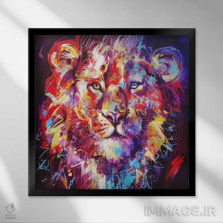 تابلو شیر (حیوان) اثر آنا چر - نمای قابدار مشکی