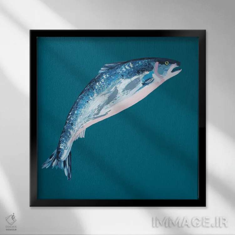 تابلو سالمون جهنده اثر آلیس استراکر - نمای قابدار مشکی