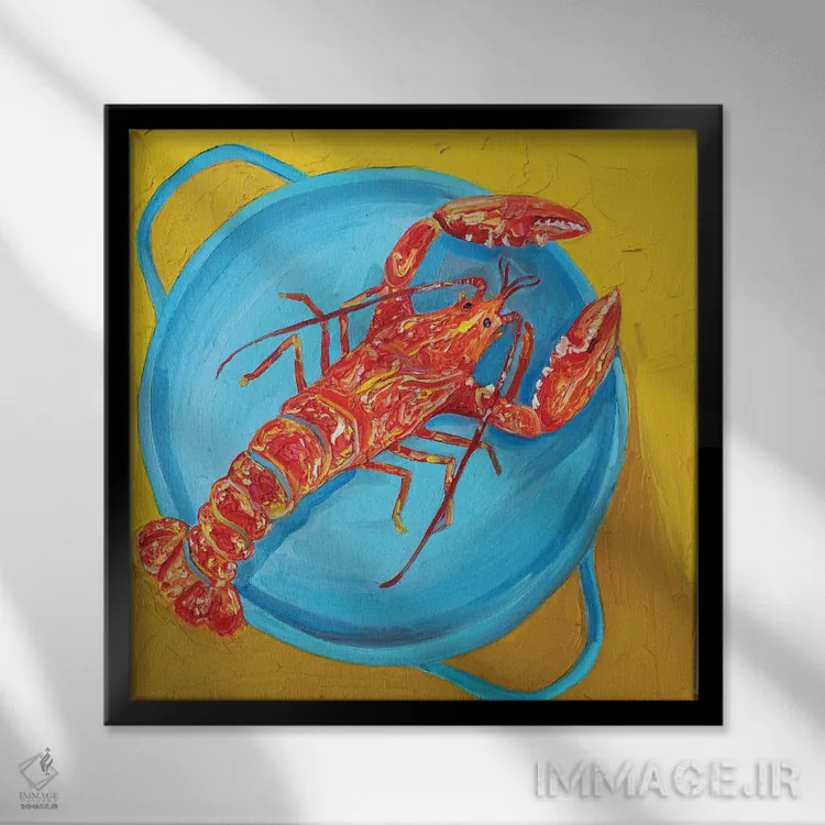 تابلو خرچنگ در دیگ اثر آلیس استراکر - نمای قابدار مشکی