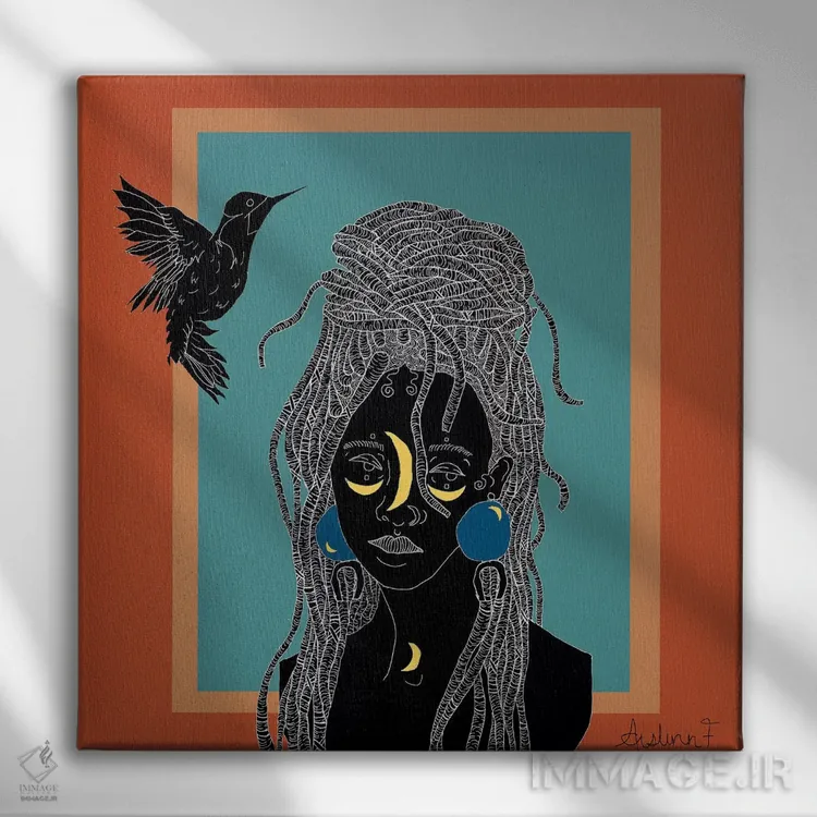 تابلو پرندهٔ در قفس اثر آیسلین اف - نمای روبهرو روی دیوار