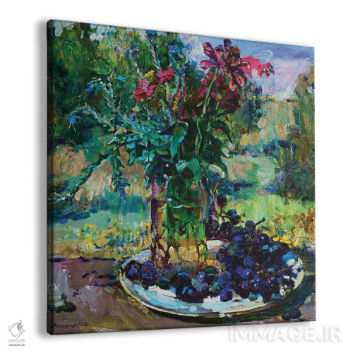 تابلو طبیعت بیجان با گلها و انگور اثر اندریی کوتساچنکو - نمای پرسپکتیو محصول